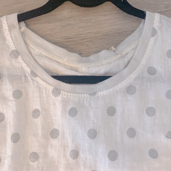Carla Gianni Italy light white shirt with silver polka dots M - Picture 2 of 4